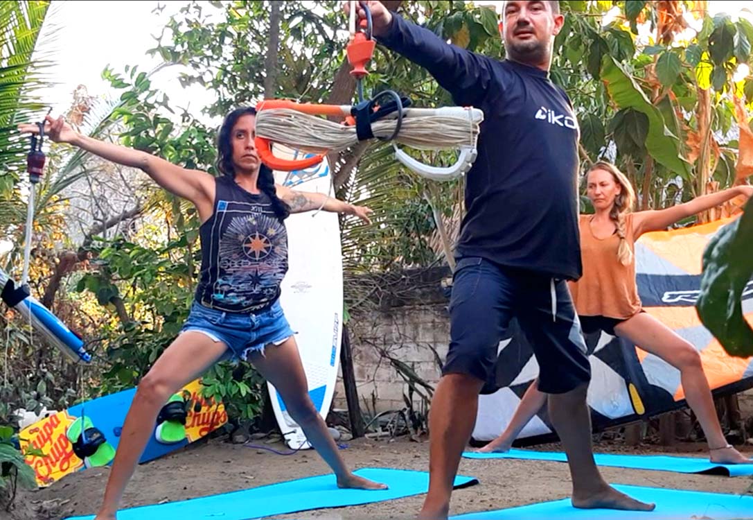 during a yoga kitesurf course by oaxakite
